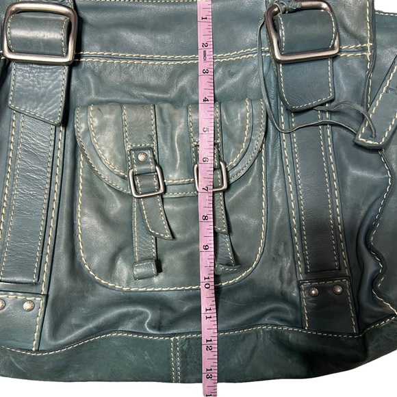 FOSSIL BLUE LEATHER SATCHEL - Picture 13 of 16